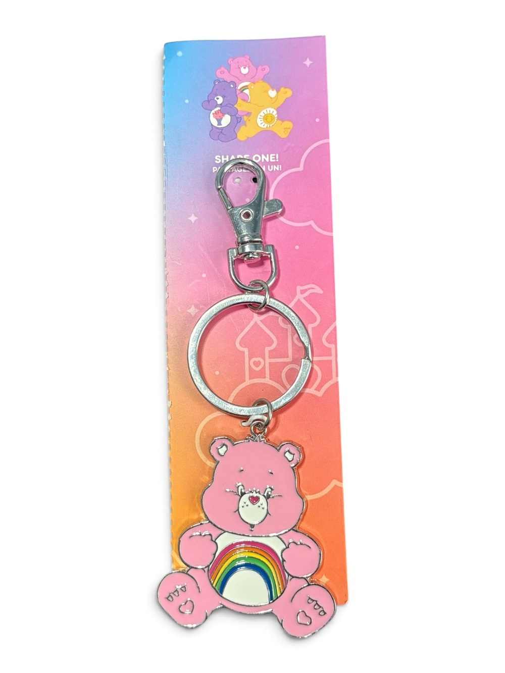 Care Bears Pink Rainbow Bear Keychain Charm